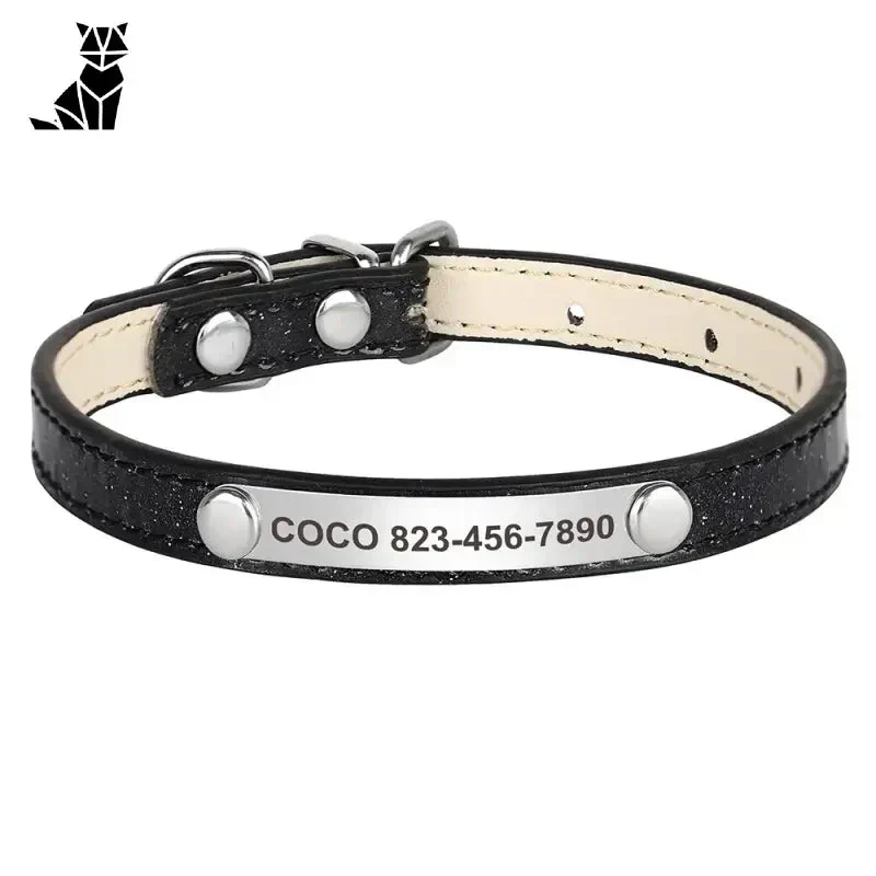 Collier chat résistant à l’usure en cuir brillant – Image 3