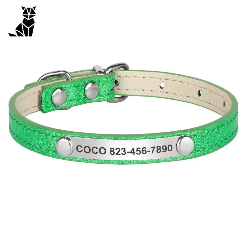 Collier chat résistant à l’usure en cuir brillant – Image 4