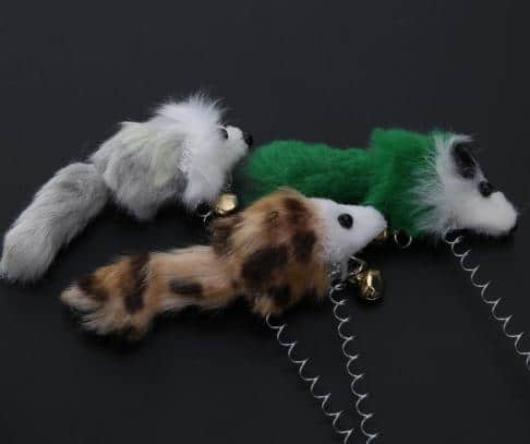 Jouet élastique avec fausse souris 3 pièces pour chat – Image 2